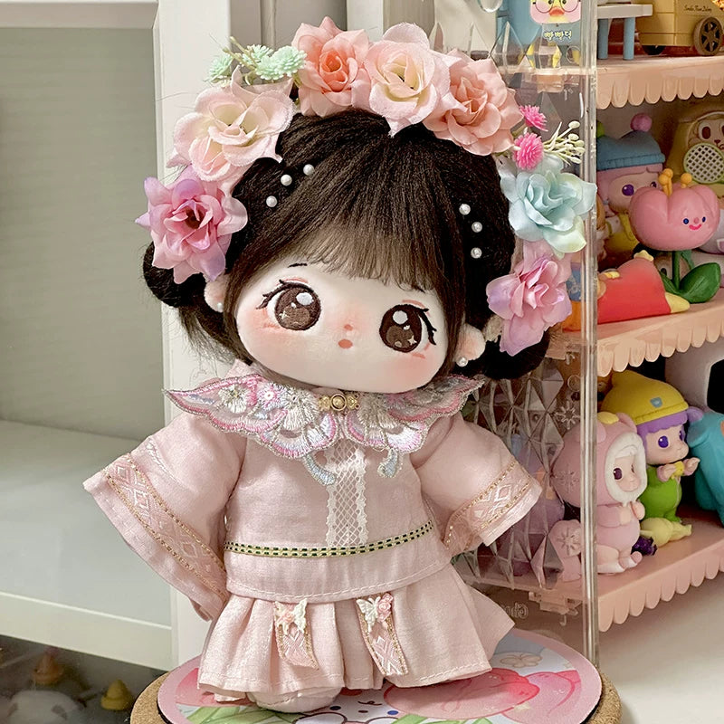 巧芙棉花娃娃正版女20cm公仔玩偶簪花汉服娃衣可换装古风衣服套装