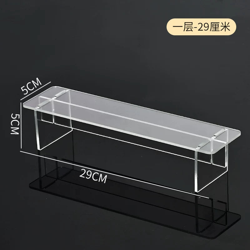 盲盒收纳展示架亚克力阶梯置物架适用于泡泡玛特手办小摆件陈列柜