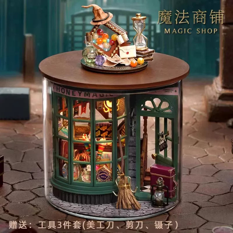 DIY Miniature Magic Bottle House Kit, 3D Wooden Craft Assembly Model with Tools, Fantasy Dollhouse Gift