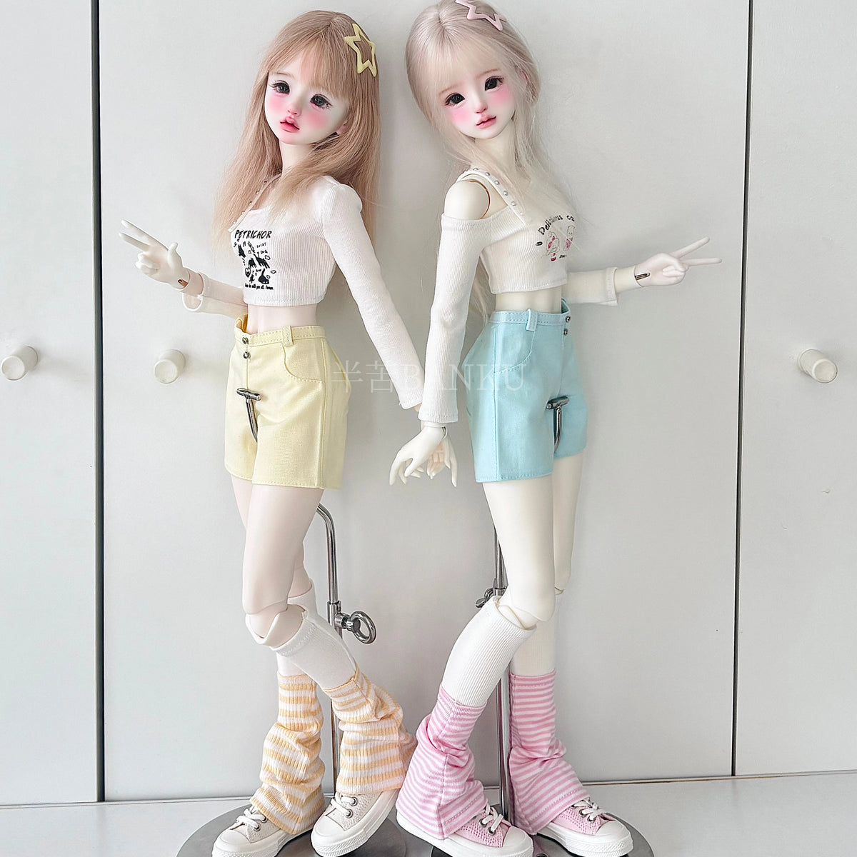 Casual Off-Shoulder T-Shirt and Shorts Outfit Set for BJD Dolls 1/3 1/4 1/6 Blythe OB24 Doll Clothes