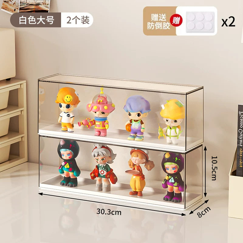 透明亚克力适用泡泡玛特手办展示架防尘收纳盒公仔盲盒萌粒柜扭蛋