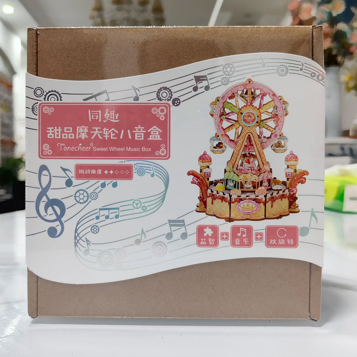 DIY 3D Wooden Music Box Puzzle Kit - Rotating Mechanical Melody Box Craft Toy Birthday Gift for Girls & Teens