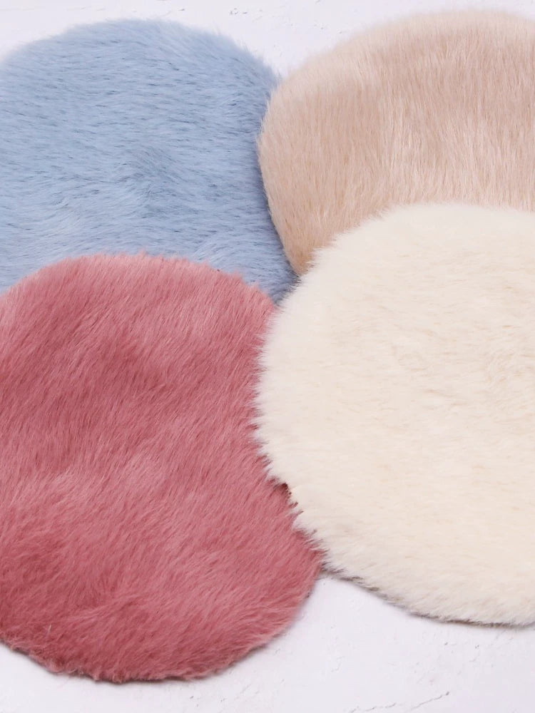 1:12 Miniature Dollhouse Plush Rug Soft Faux Fur Carpet Floor Mat for 1/6 BJD Doll Room Decor