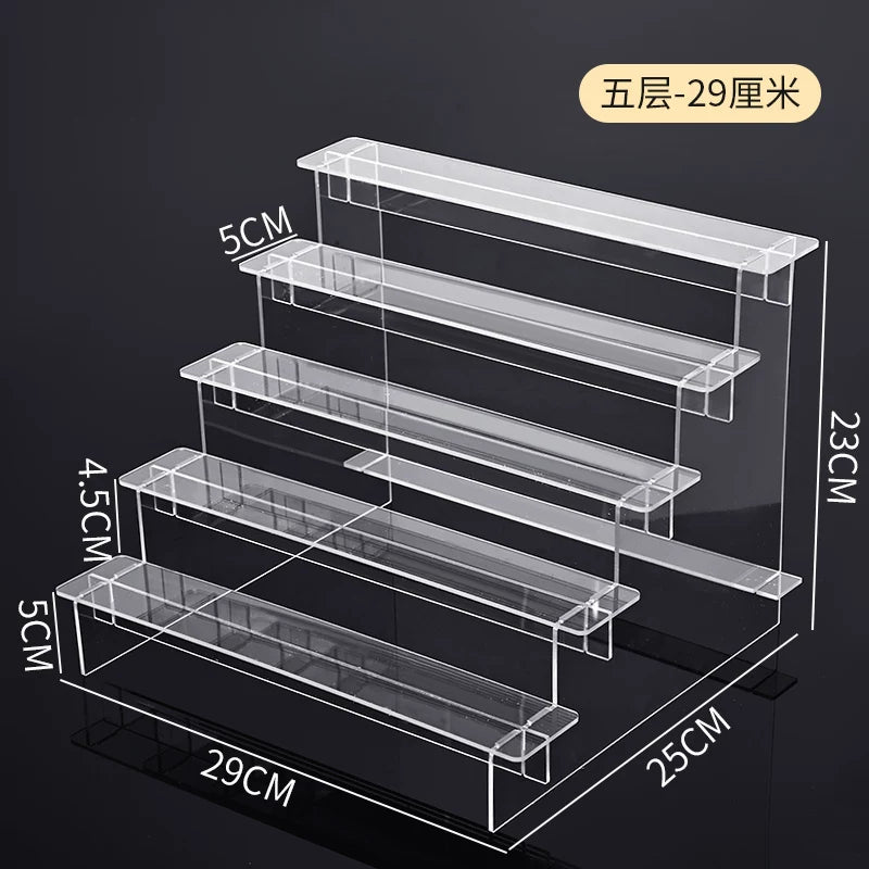 盲盒收纳展示架亚克力阶梯置物架适用于泡泡玛特手办小摆件陈列柜