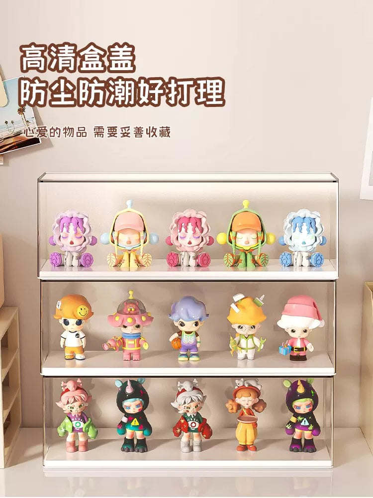 透明亚克力适用泡泡玛特手办展示架防尘收纳盒公仔盲盒萌粒柜扭蛋