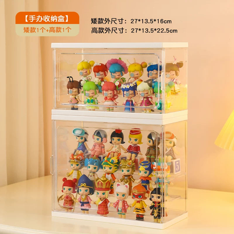 手办展示盒盲盒收纳展示架泡泡玛特娃娃收纳框积木透明防尘收藏柜