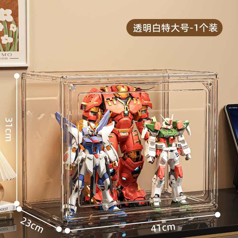 盲盒收纳展示架大容量阶梯式适用泡泡玛特展示盒透明防尘手办柜