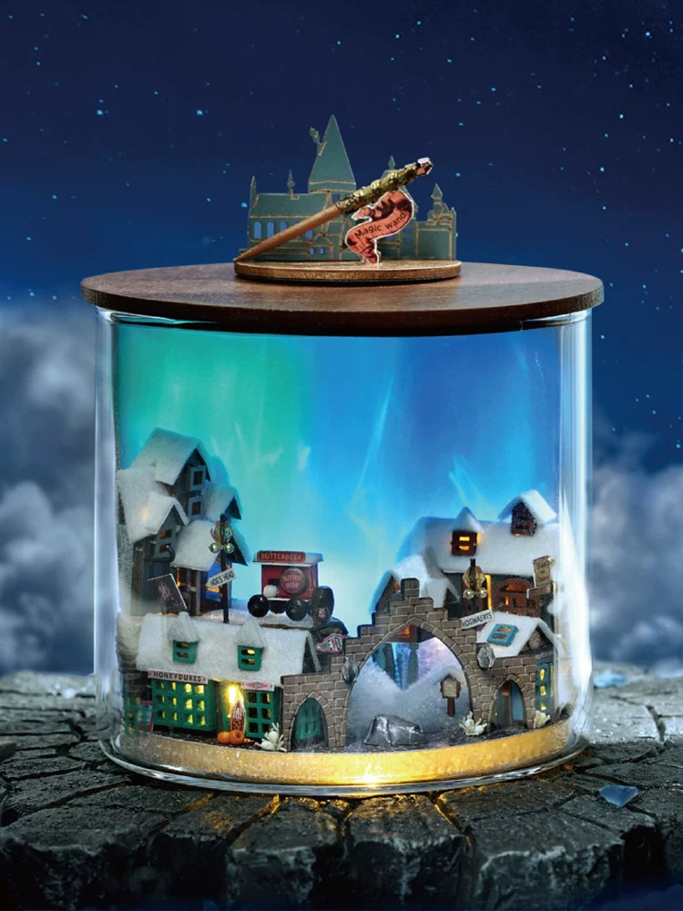 DIY Miniature Magic Bottle House Kit, 3D Wooden Craft Assembly Model with Tools, Fantasy Dollhouse Gift