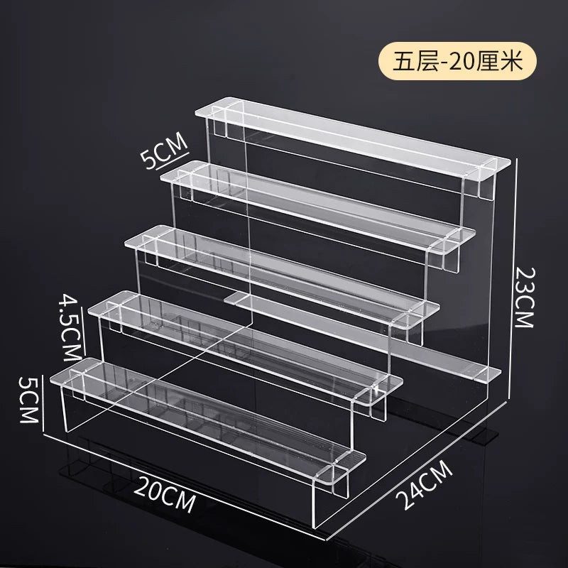 盲盒收纳展示架亚克力阶梯置物架适用于泡泡玛特手办小摆件陈列柜