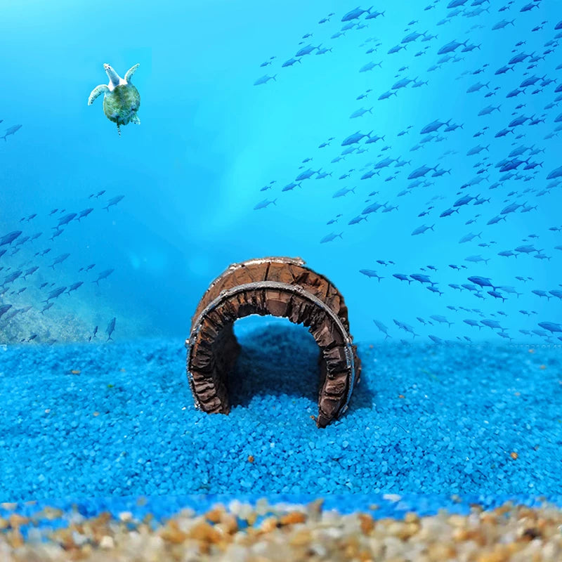 Mini Aquarium Hollow Barrel & Driftwood Hideout Cave - Realistic Resin Fish & Shrimp Shelter Tank Ornament