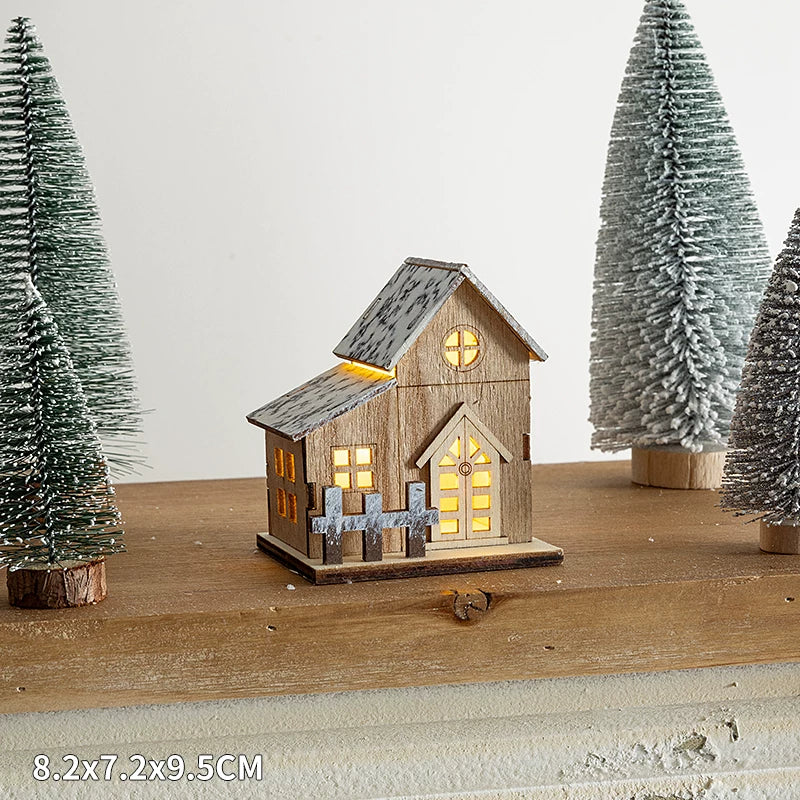 Christmas Light-Up Miniature Village House Set, DIY Winter Snow Landscape Mantel & Tabletop Decor