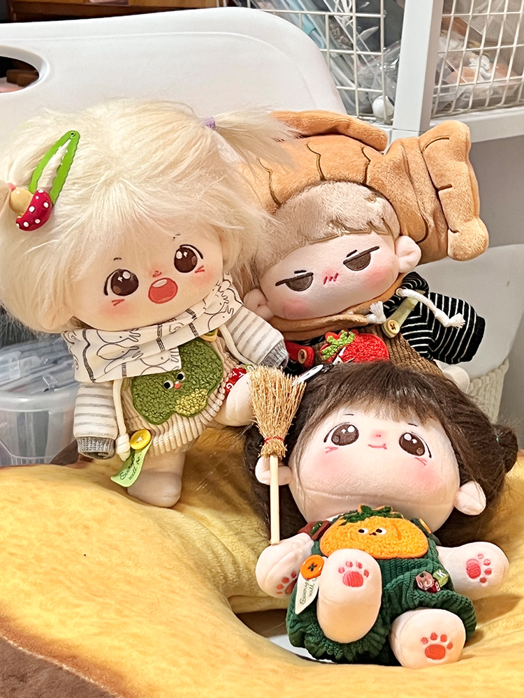 宇宙商店蔬菜背带裤卫衣15cm20cm棉花娃娃衣labubu衣服百搭爬爬服