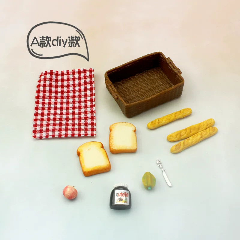 Miniature Dollhouse Bread Basket Set, 1:12 Scale Resin Mini Food Bakery Props for DIY Crafts, Kitchen Scene Decor & Micro Landscape
