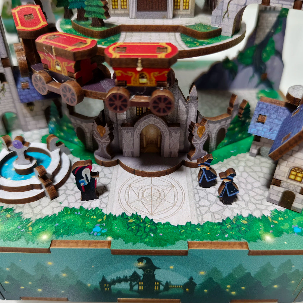 3D Wooden Magic Castle Music Box DIY Assembly Puzzle Kit, Fairytale Mechanical Model Craft, Creative Gift for Girls and Teens