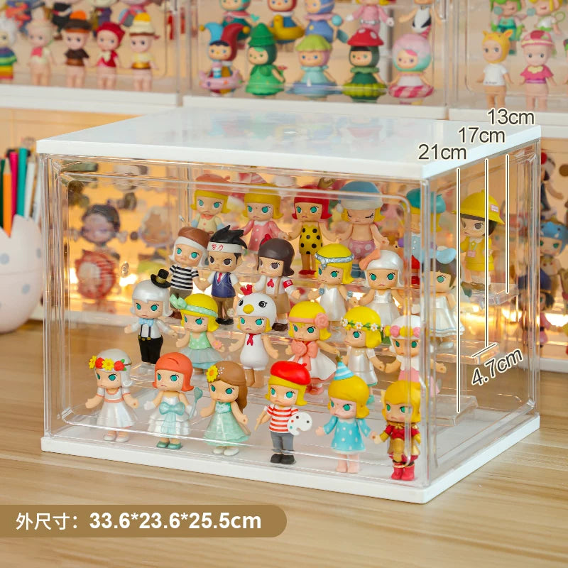 手办展示盒盲盒收纳展示架泡泡玛特娃娃收纳框积木透明防尘收藏柜