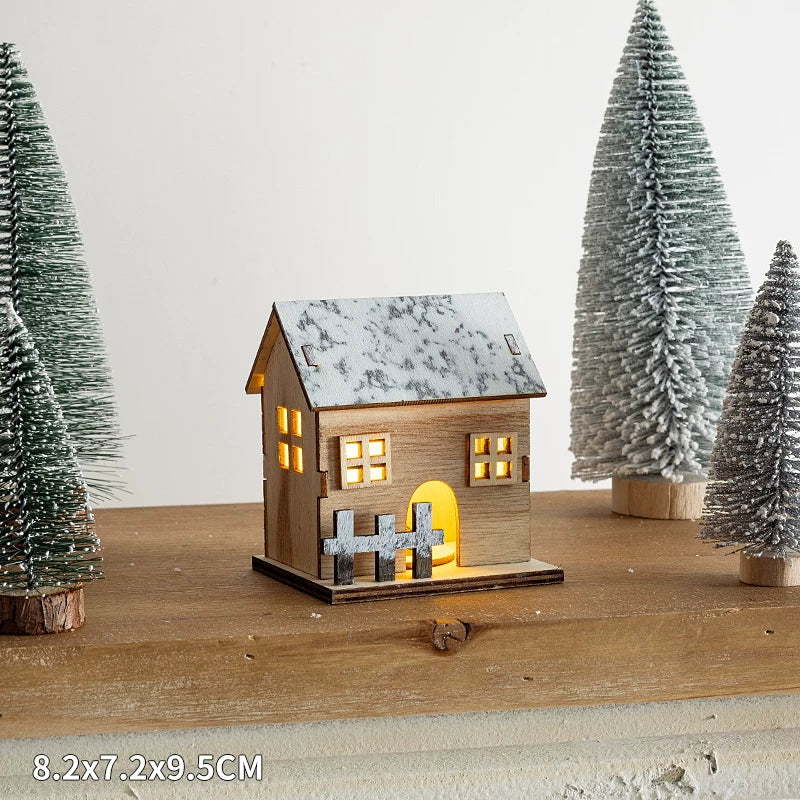 Christmas Light-Up Miniature Village House Set, DIY Winter Snow Landscape Mantel & Tabletop Decor