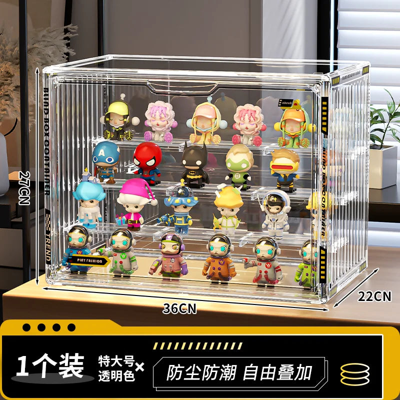 盲盒收纳展示架手办子透明防尘柜娃娃公仔玩偶摆件亚力克泡泡玛特