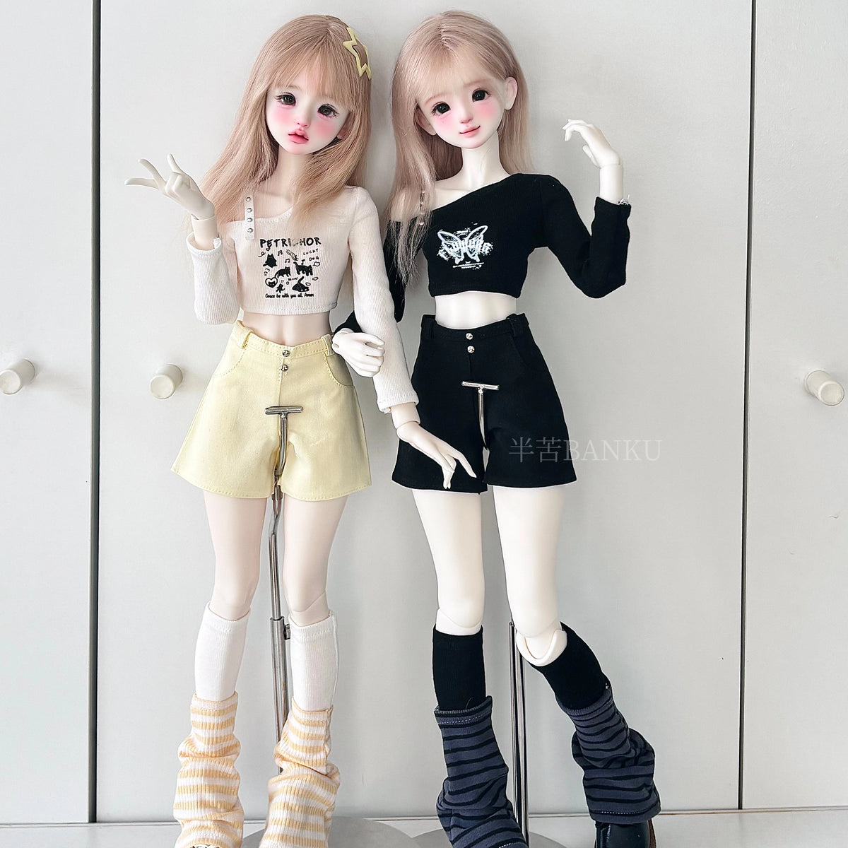 Casual Off-Shoulder T-Shirt and Shorts Outfit Set for BJD Dolls 1/3 1/4 1/6 Blythe OB24 Doll Clothes