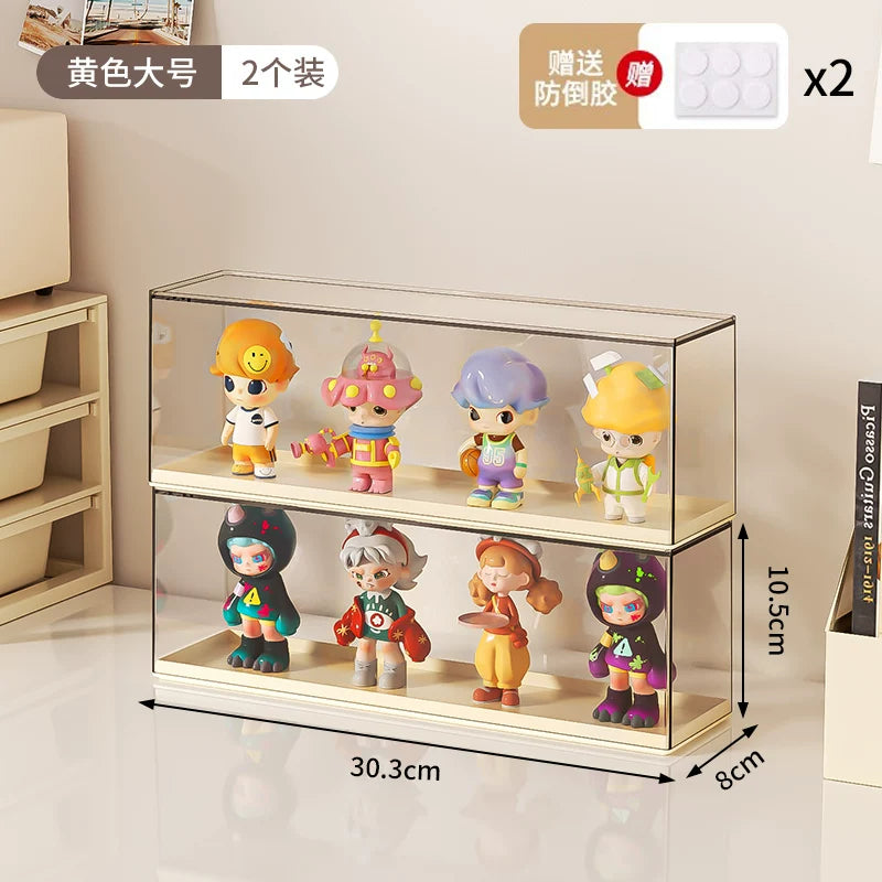 透明亚克力适用泡泡玛特手办展示架防尘收纳盒公仔盲盒萌粒柜扭蛋