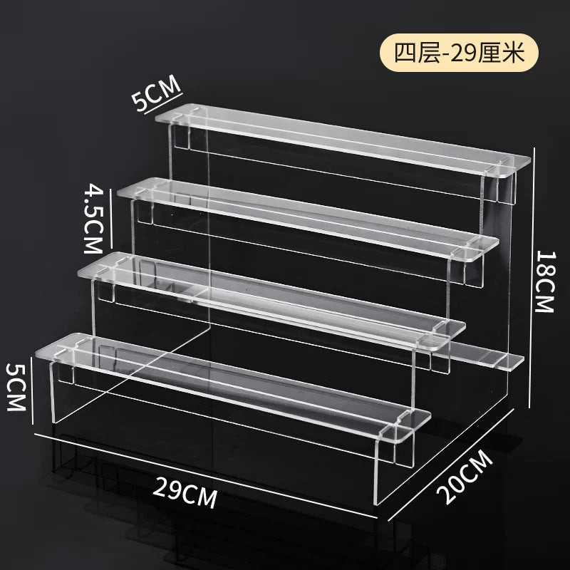 盲盒收纳展示架亚克力阶梯置物架适用于泡泡玛特手办小摆件陈列柜