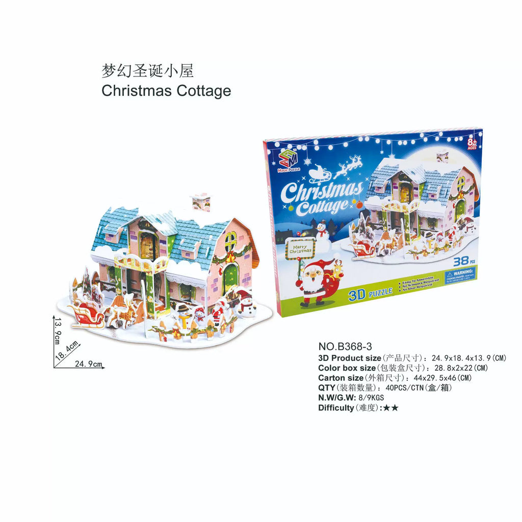 3D DIY Assembly Puzzle Toy - Halloween Pumpkin Lantern & Christmas Holiday Cottage Craft Kit, Educational Gift for Kids