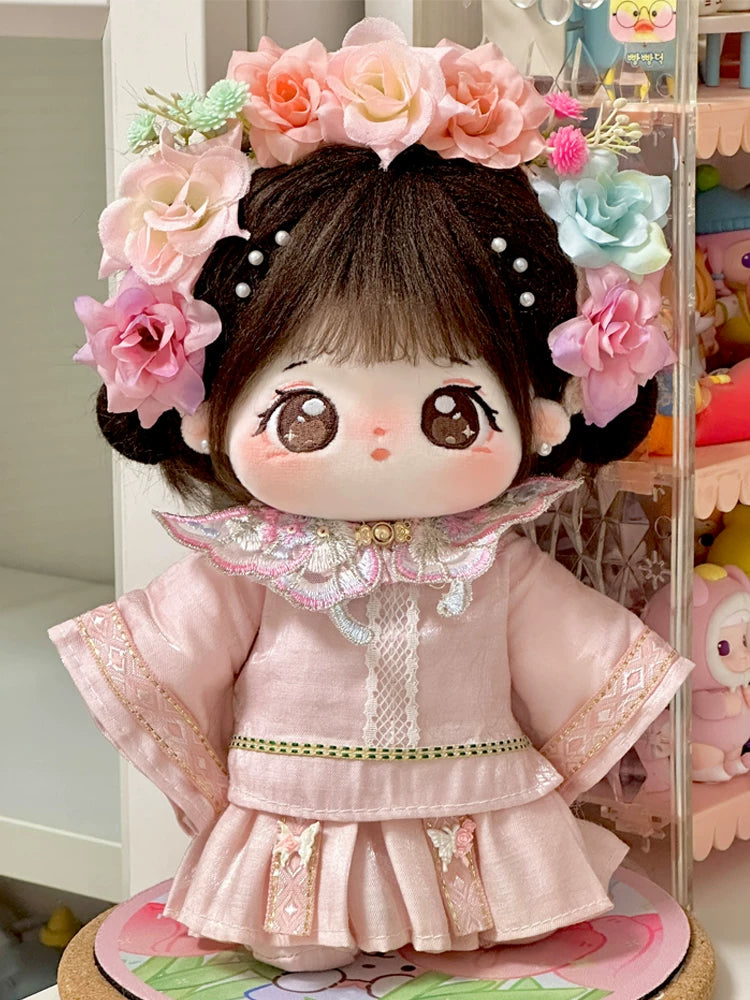 巧芙棉花娃娃正版女20cm公仔玩偶簪花汉服娃衣可换装古风衣服套装