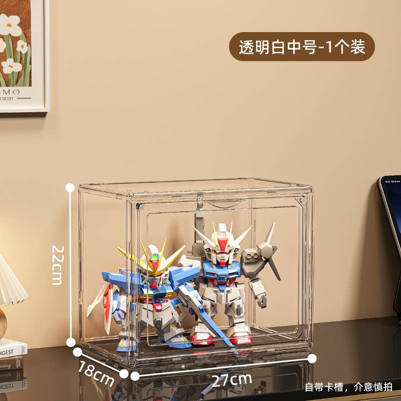 盲盒收纳展示架大容量阶梯式适用泡泡玛特展示盒透明防尘手办柜