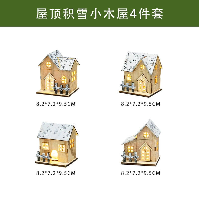 Christmas Light-Up Miniature Village House Set, DIY Winter Snow Landscape Mantel & Tabletop Decor