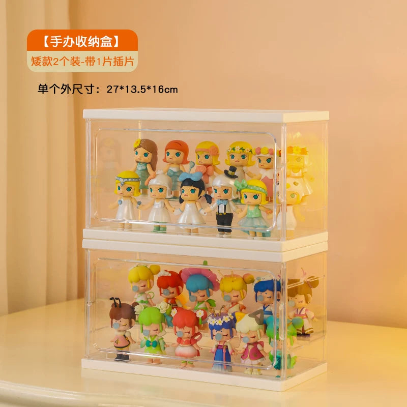 手办展示盒盲盒收纳展示架泡泡玛特娃娃收纳框积木透明防尘收藏柜