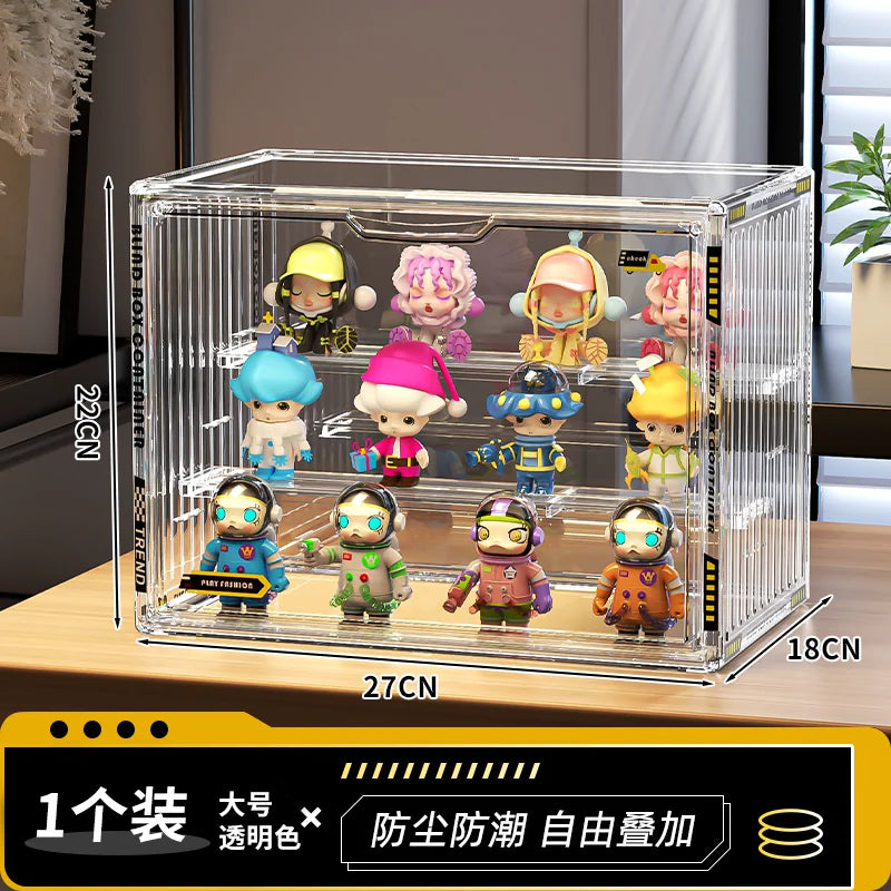 盲盒收纳展示架手办子透明防尘柜娃娃公仔玩偶摆件亚力克泡泡玛特