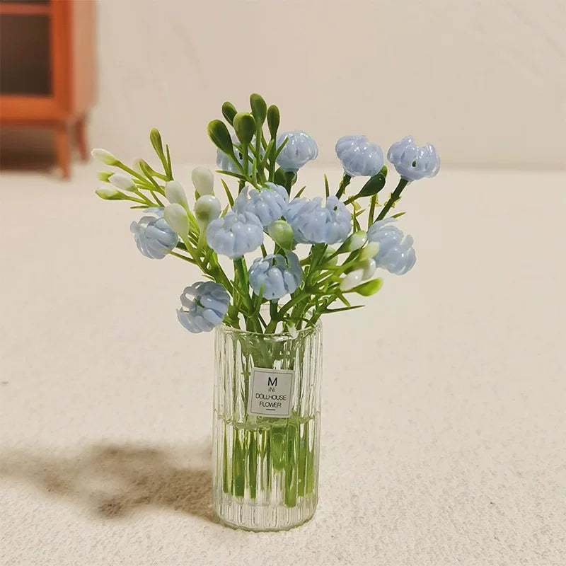 1:12 Scale Dollhouse Miniature Flower Bouquet Mini Table Potted Plant Decor