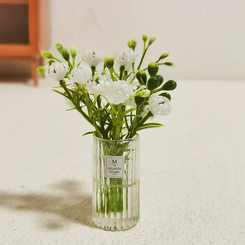 1:12 Scale Dollhouse Miniature Flower Bouquet Mini Table Potted Plant Decor