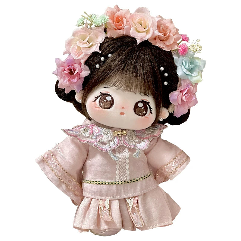 巧芙棉花娃娃正版女20cm公仔玩偶簪花汉服娃衣可换装古风衣服套装