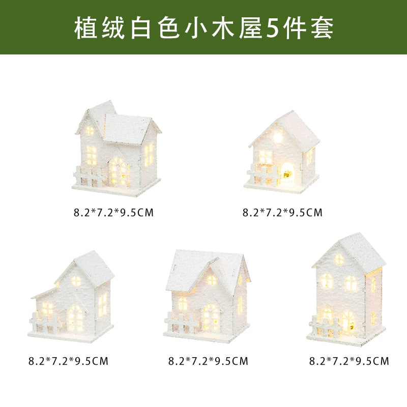 Christmas Light-Up Miniature Village House Set, DIY Winter Snow Landscape Mantel & Tabletop Decor