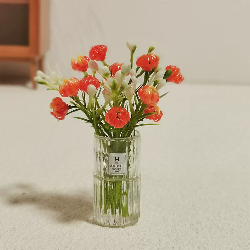 1:12 Scale Dollhouse Miniature Flower Bouquet Mini Table Potted Plant Decor