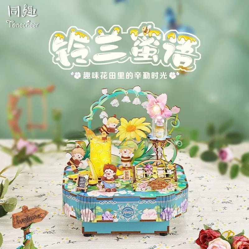 DIY 3D Wooden Music Box Assembly Kit Mechanical Puzzle Model Craft Toy for Adults and Kids Creative Birthday Gift Home Decor
