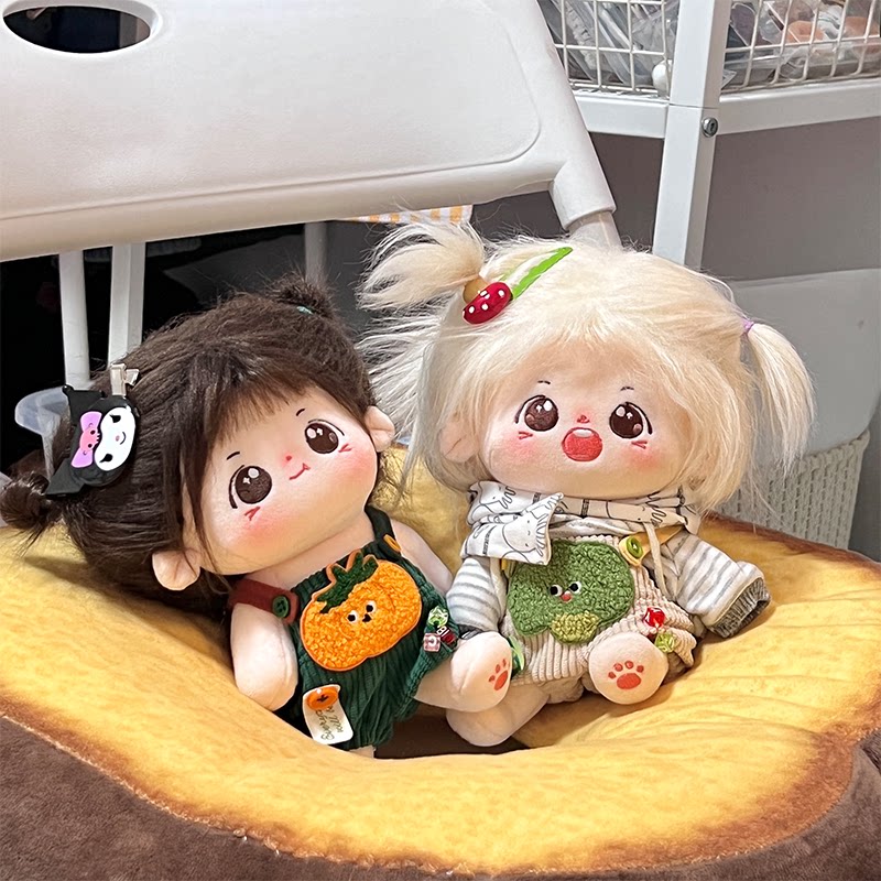 宇宙商店蔬菜背带裤卫衣15cm20cm棉花娃娃衣labubu衣服百搭爬爬服