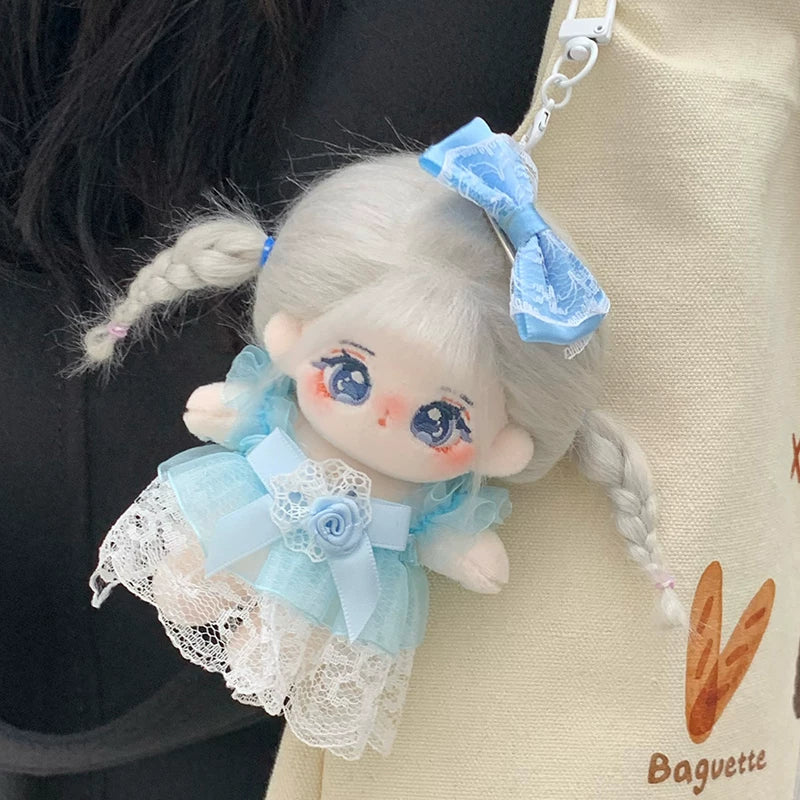 小泠月10cm棉花娃娃正版女孩公仔玩偶无属性10厘米娃衣服迷你挂件
