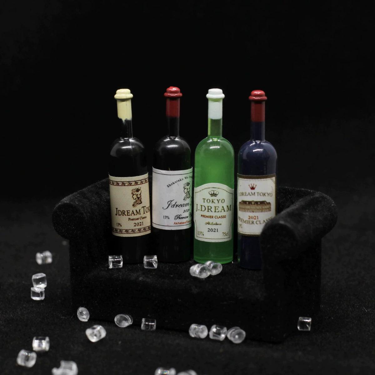1:12 Dollhouse Miniature Wine Bottle and Goblet Glasses Set, Realistic Mini Bar Accessories for Dollhouse Kitchen Dining Scene Decor