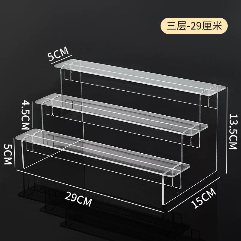 盲盒收纳展示架亚克力阶梯置物架适用于泡泡玛特手办小摆件陈列柜
