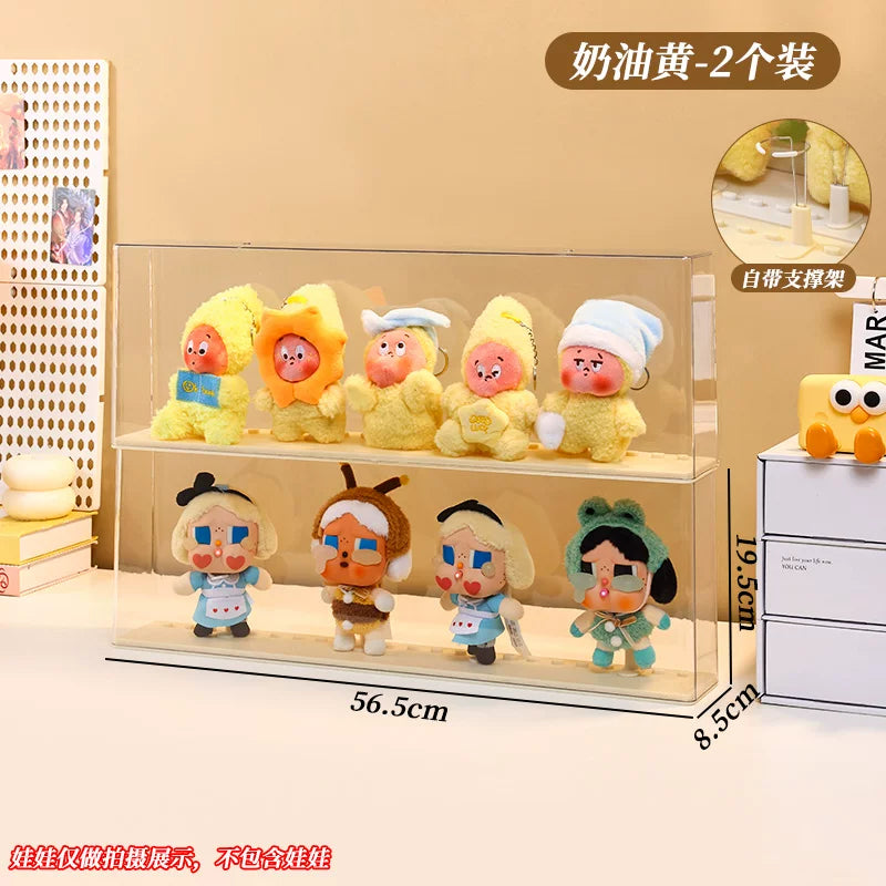 labubu展示盒防尘dimoo搪胶娃毛绒挂件保护罩透明盲盒收纳展示架