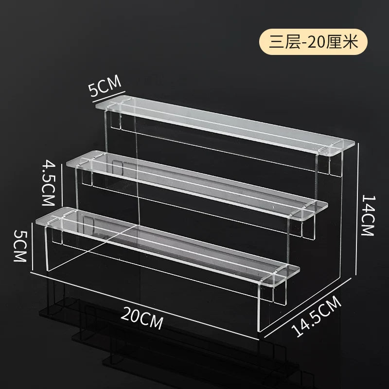 盲盒收纳展示架亚克力阶梯置物架适用于泡泡玛特手办小摆件陈列柜
