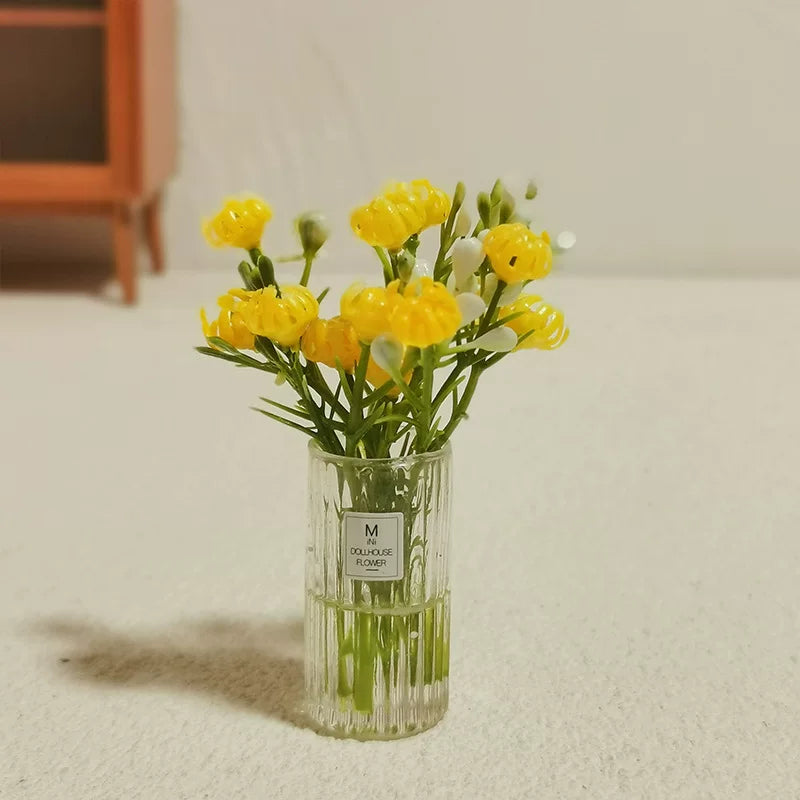 1:12 Scale Dollhouse Miniature Flower Bouquet Mini Table Potted Plant Decor
