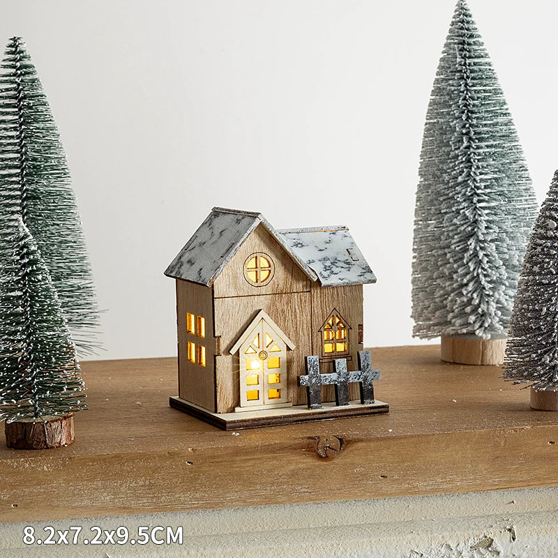 Christmas Light-Up Miniature Village House Set, DIY Winter Snow Landscape Mantel & Tabletop Decor