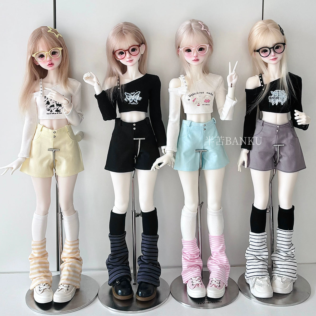 Casual Off-Shoulder T-Shirt and Shorts Outfit Set for BJD Dolls 1/3 1/4 1/6 Blythe OB24 Doll Clothes
