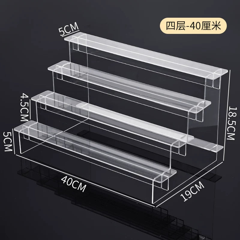 盲盒收纳展示架亚克力阶梯置物架适用于泡泡玛特手办小摆件陈列柜