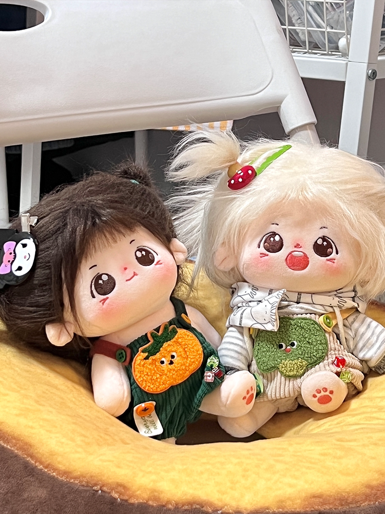 宇宙商店蔬菜背带裤卫衣15cm20cm棉花娃娃衣labubu衣服百搭爬爬服