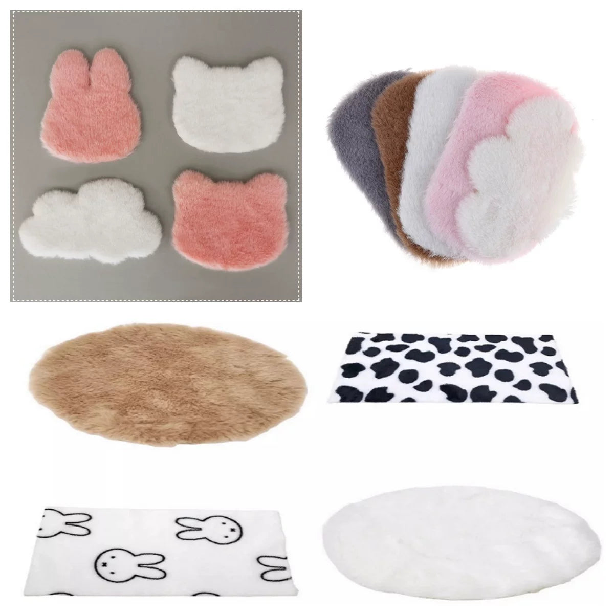 1:12 Miniature Dollhouse Plush Rug Soft Faux Fur Carpet Floor Mat for 1/6 BJD Doll Room Decor