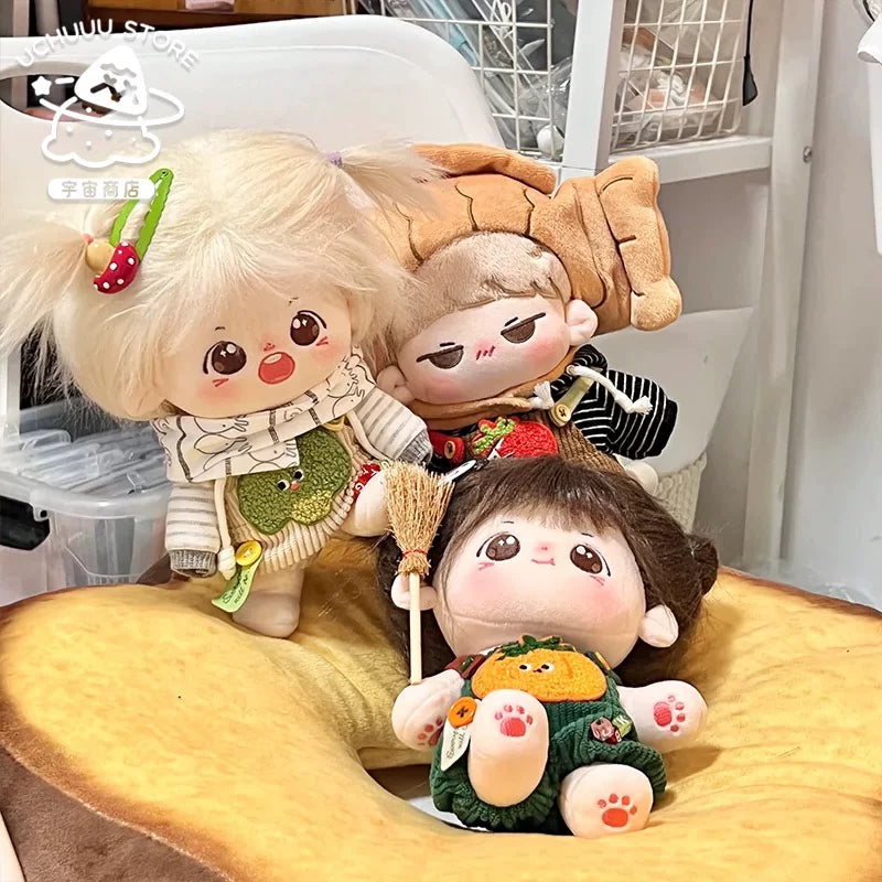 宇宙商店蔬菜背带裤卫衣15cm20cm棉花娃娃衣labubu衣服百搭爬爬服