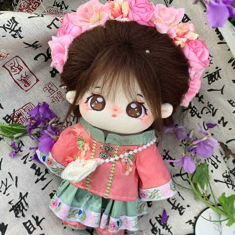 巧芙棉花娃娃正版女20cm公仔玩偶簪花汉服娃衣可换装古风衣服套装